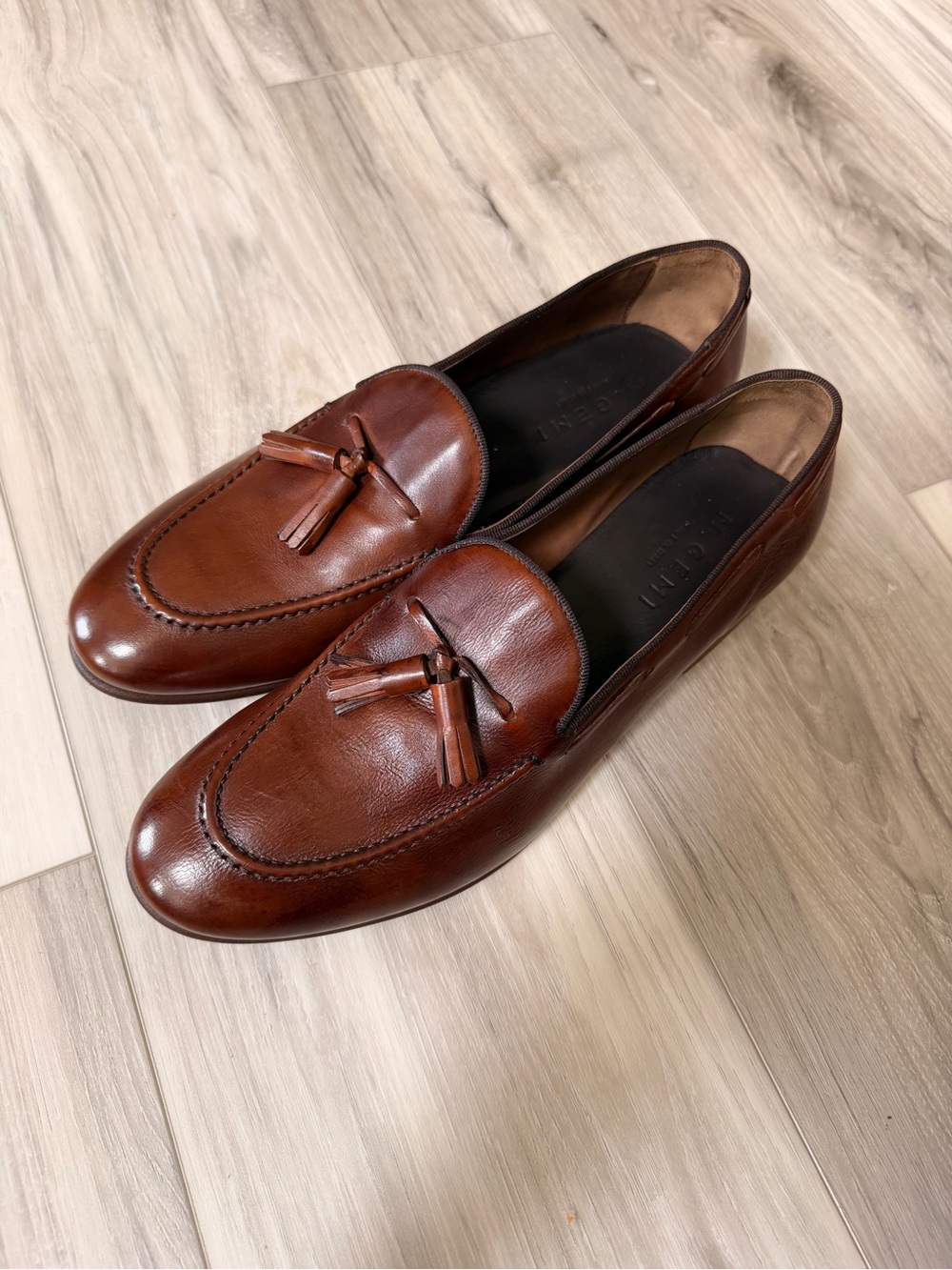 M.Gemi Brown Leather Tassel Loafers Men’s Size 8 EU 41 Made In Italy